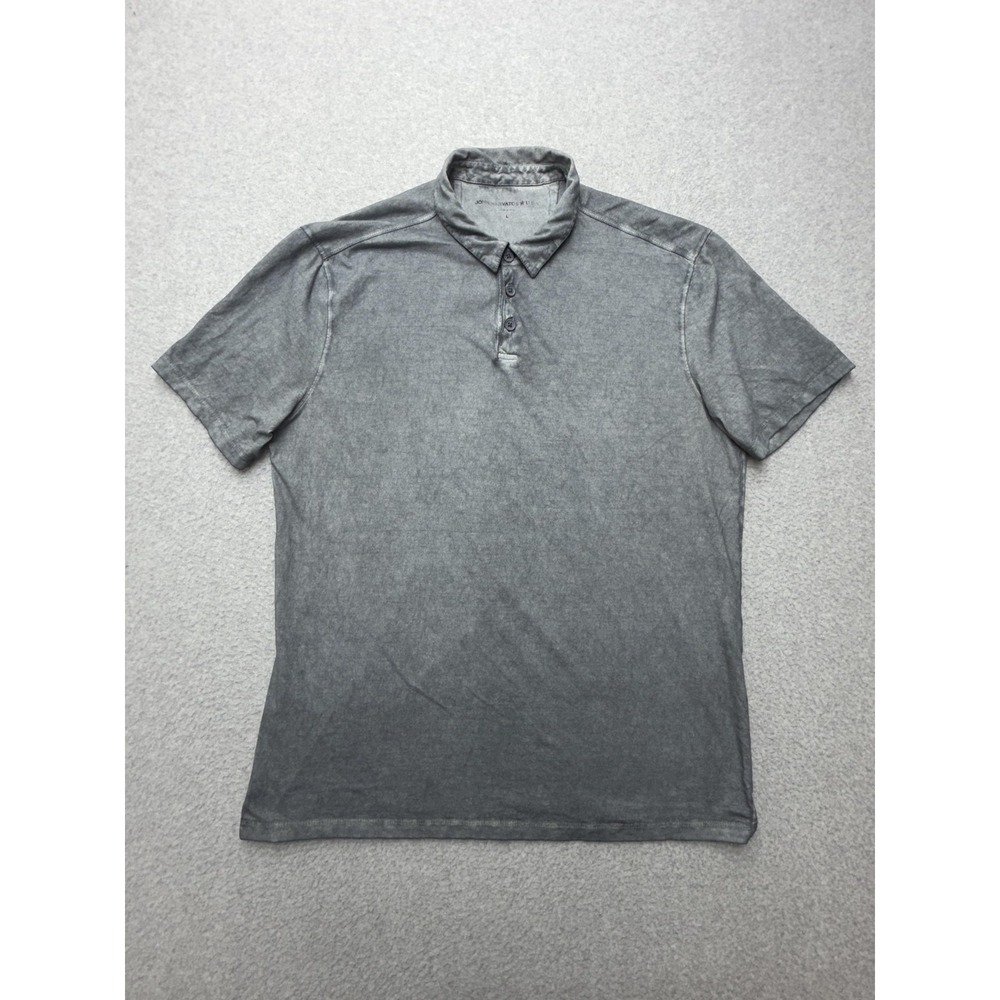 John Varvatos U.S.A Polo Shirt Mens L‎ Gray 100% Cotton Jersey Knit Casual